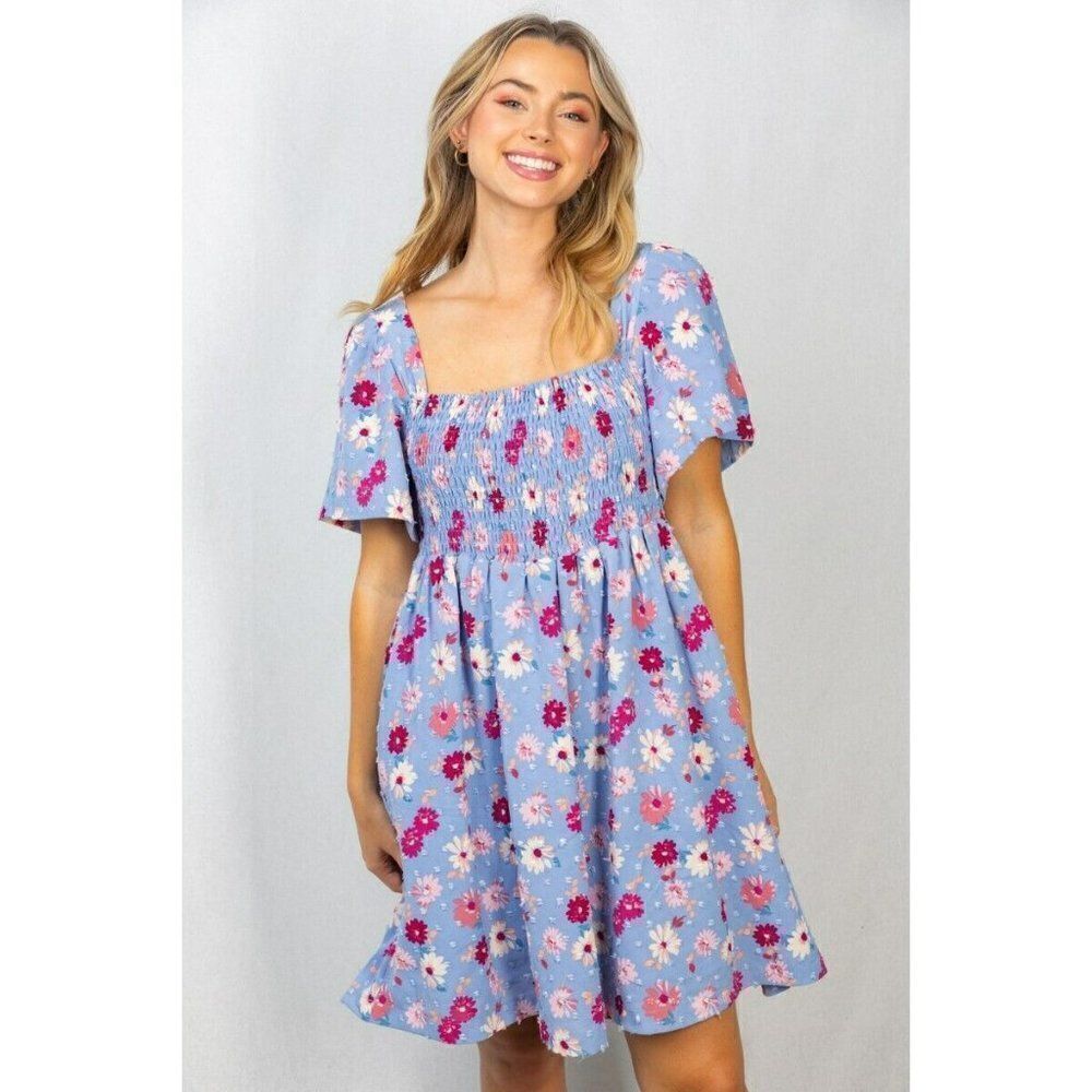 SALE! WHITE BIRCH Clothing Purple Floral Flower Smocked Dress Spring D90188XL - Picture 5 of 5
